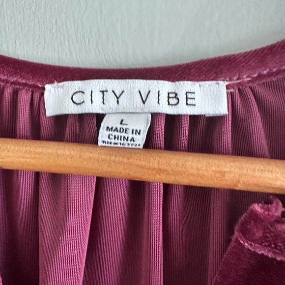 NWT! City Vibe wine colored V neck Velvet Smocked Waist Skater Dress - Picture 7 of 9